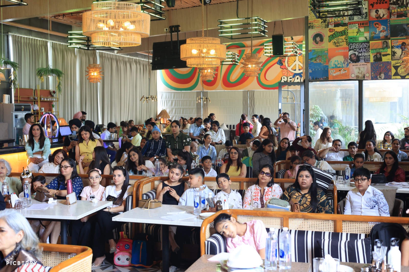 Parents and students gathered at a Shavy's English Hut event