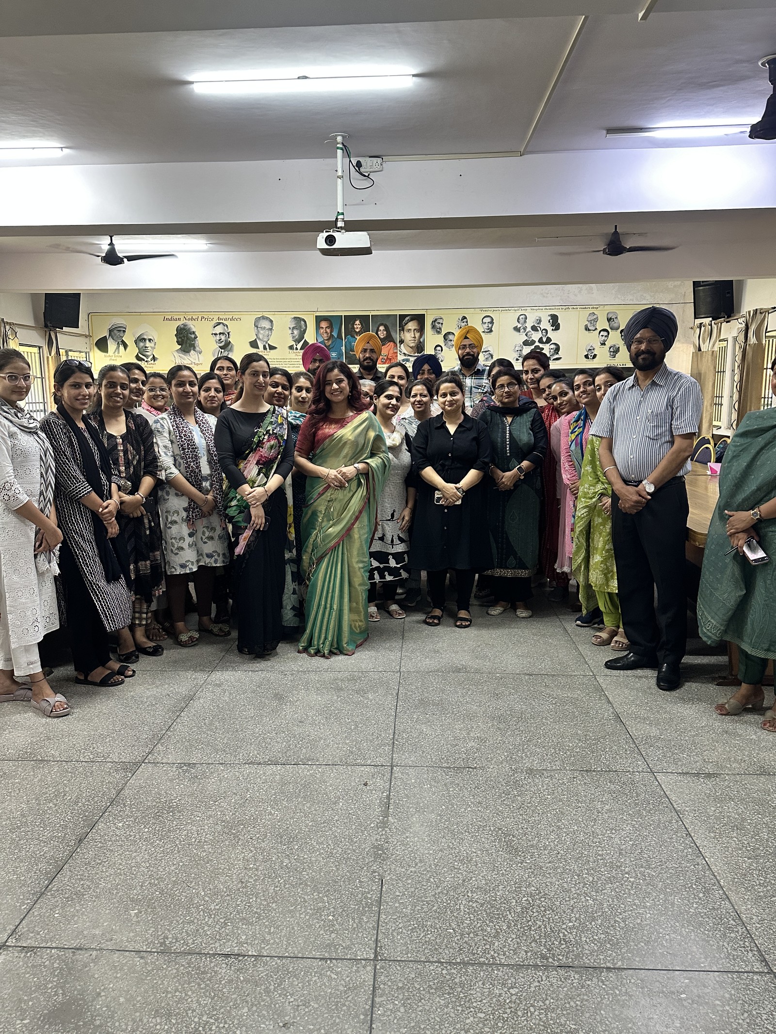 Group photo near the Indian Nobel Prize Awardees exhibit