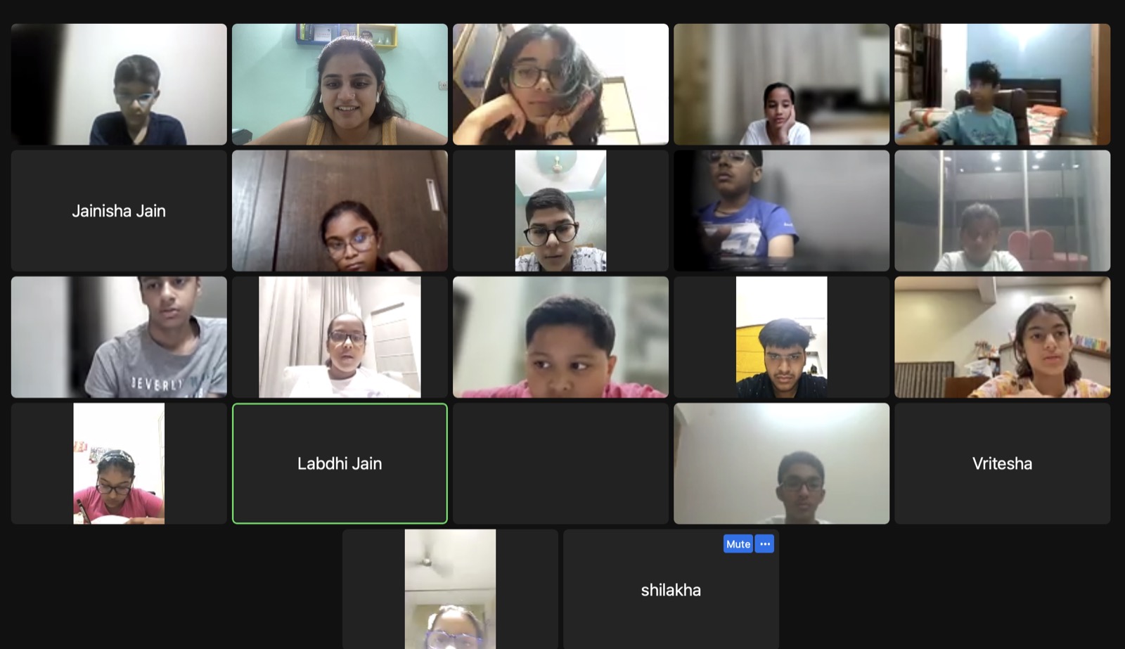 Students attending a Shavy's English Hut online class